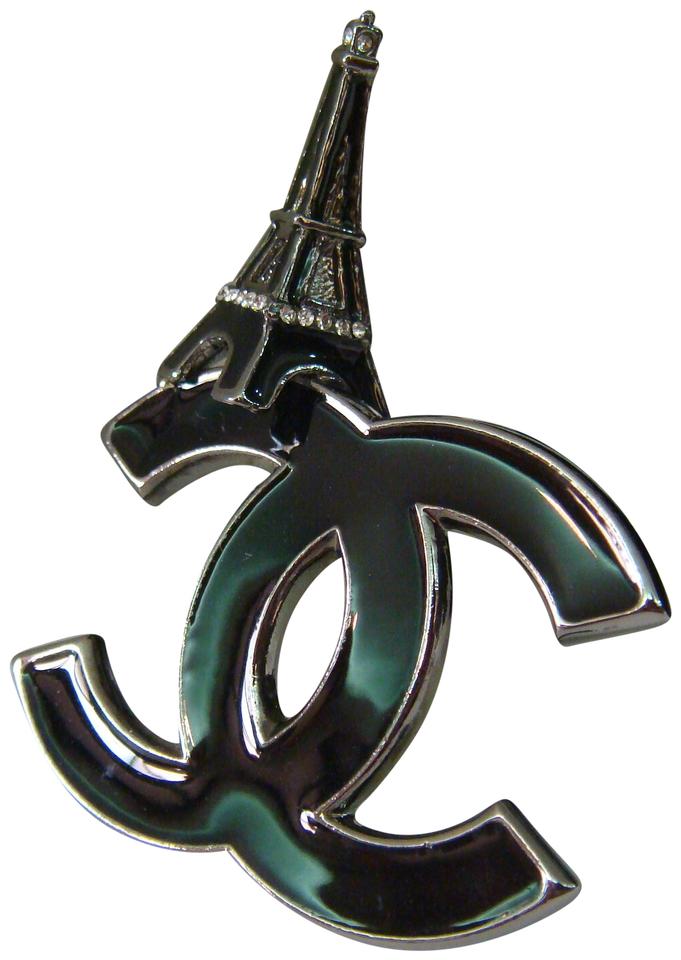 Chanel CC Logo - Chanel Black Cc Logo Eiffel Tower Pin Brooch Limited Edition