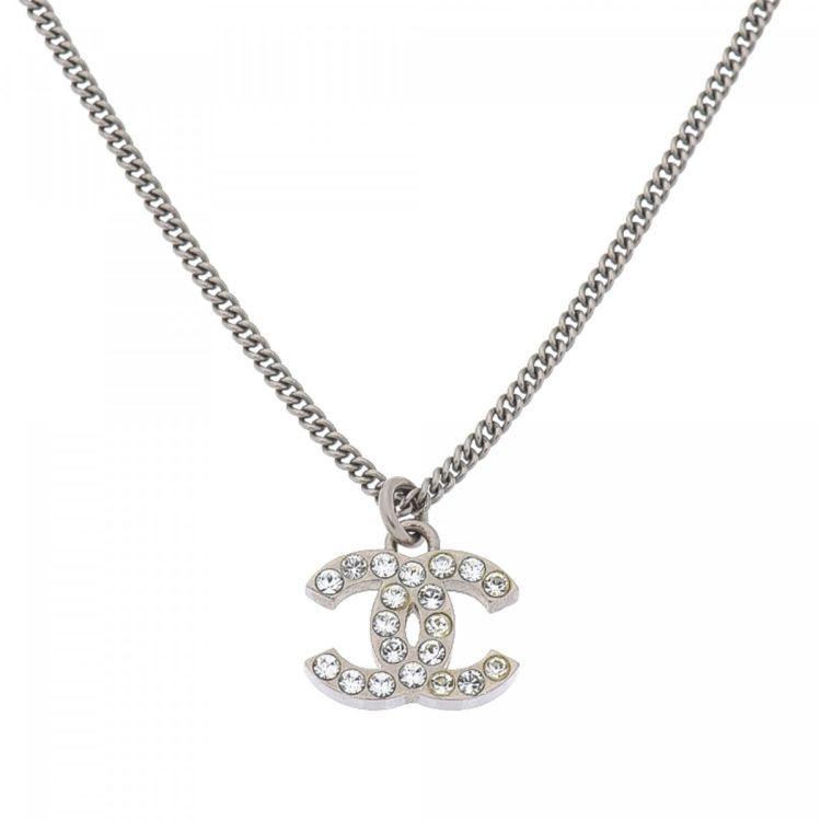 Chanel CC Logo - Chanel CC Logo Rhinestone Pendant Necklace 42.5cm Crystal and Metal ...