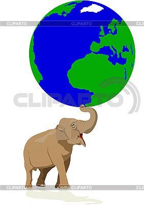 Elephant and Globe Logo - Earth. and Vektor EPS Clipart