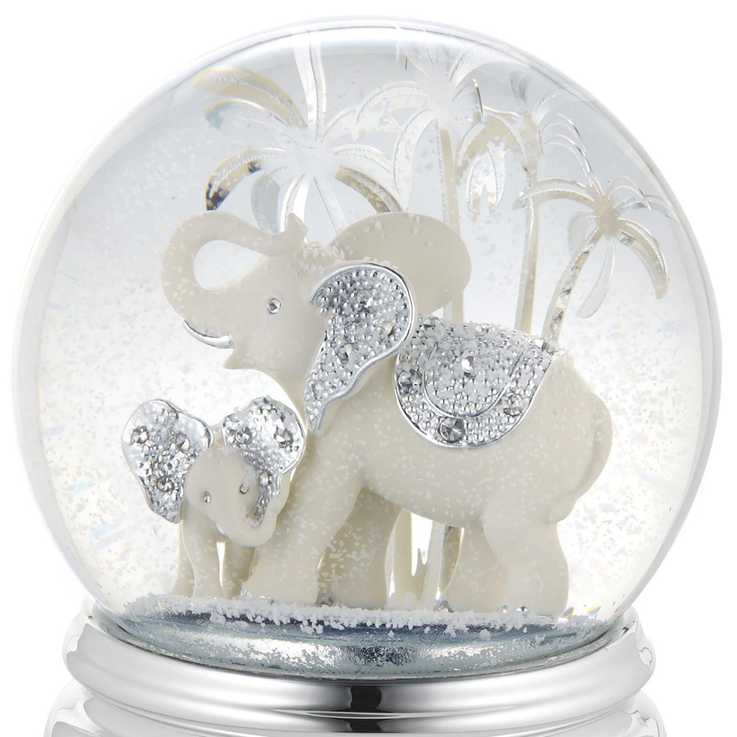 Elephant and Globe Logo - Elephant and Calf Musical Snow Globe