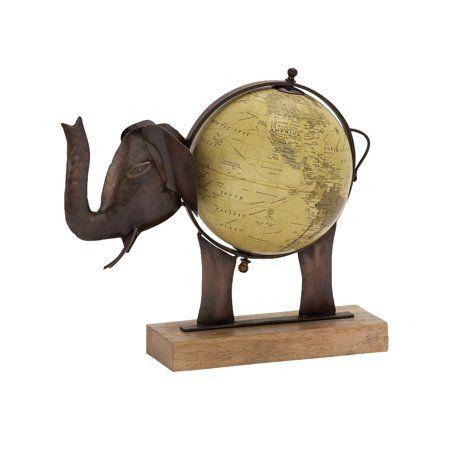 Elephant and Globe Logo - Stunning Metal Wood Elephant Globe Bronze - Walmart.com