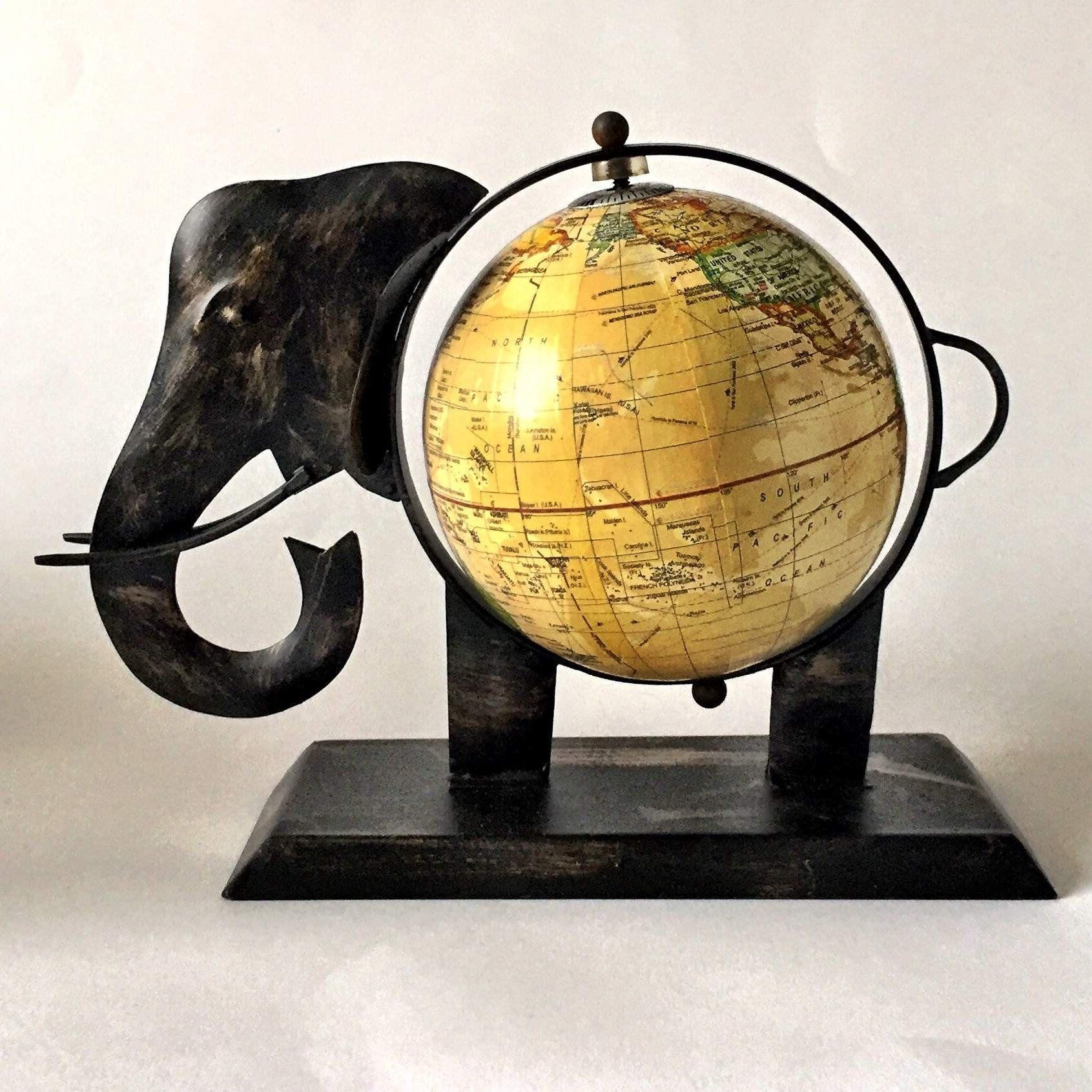 Elephant and Globe Logo - Fair Trade Elephant Globe | Animal Home Decor