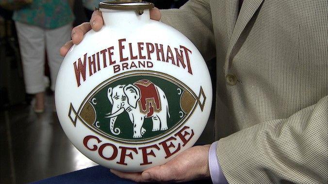 Elephant and Globe Logo - White Elephant Coffee & Tea Advertising Glass Globe, ca. 1915
