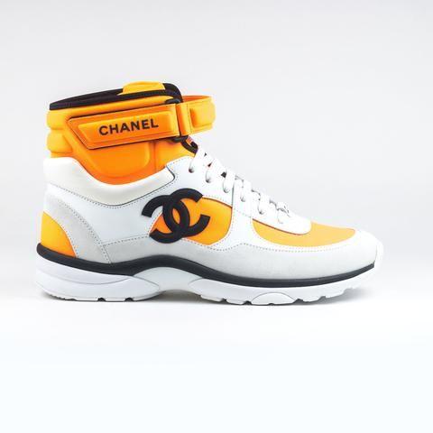 Chanel CC Logo - Chanel CC Logo High Orange Sneaker – Crepslocker