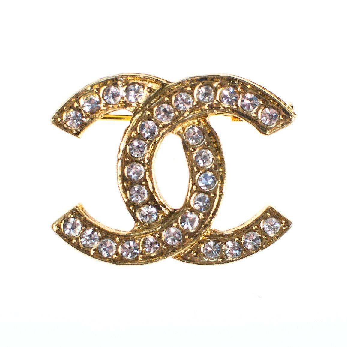 Chanel CC Logo - Vintage Chanel CC Logo Rhinestone Brooch - Vintage Meet Modern