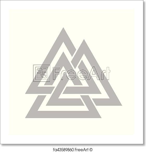 Beige Triangle Logo - Free art print of Valknut symbol vector. Valknut symbol of the world ...