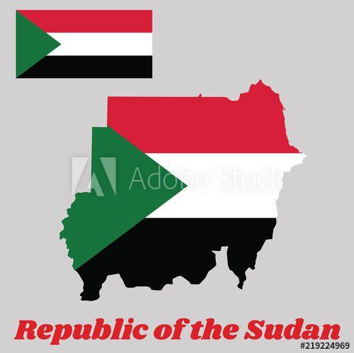 Tricolor Triangle Logo - Map outline and flag of Sudan, A horizontal tricolor of red, white