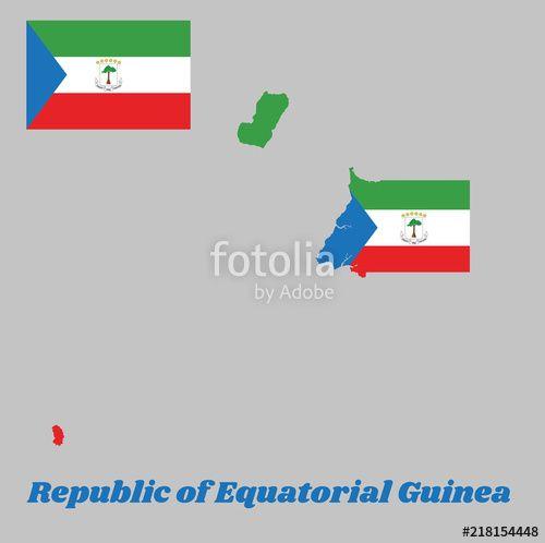 Tricolor Triangle Logo - Map outline and flag of Equatorial Guinea, A horizontal tricolor