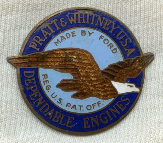Antique Pratt and Whitney Logo - WWII Pratt & Whitney Aircraft Engine Made by Ford Nose Case Plaque