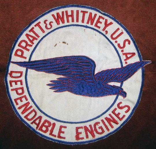 Antique Pratt and Whitney Logo - Large 1930s WWII Era Pratt & Whitney Back Patch For Factory Flight