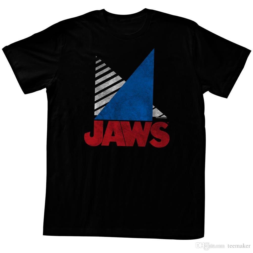 Tricolor Triangle Logo - Jaws Tall T Shirt Distressed Tricolor Logo Black Tee T Shirt Men