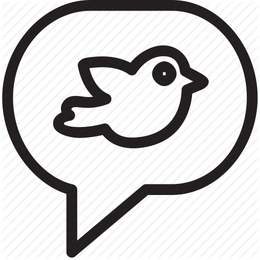 Thin Black and White Twitter Logo - Bird, bubble, comment, message, tweet, twitter icon