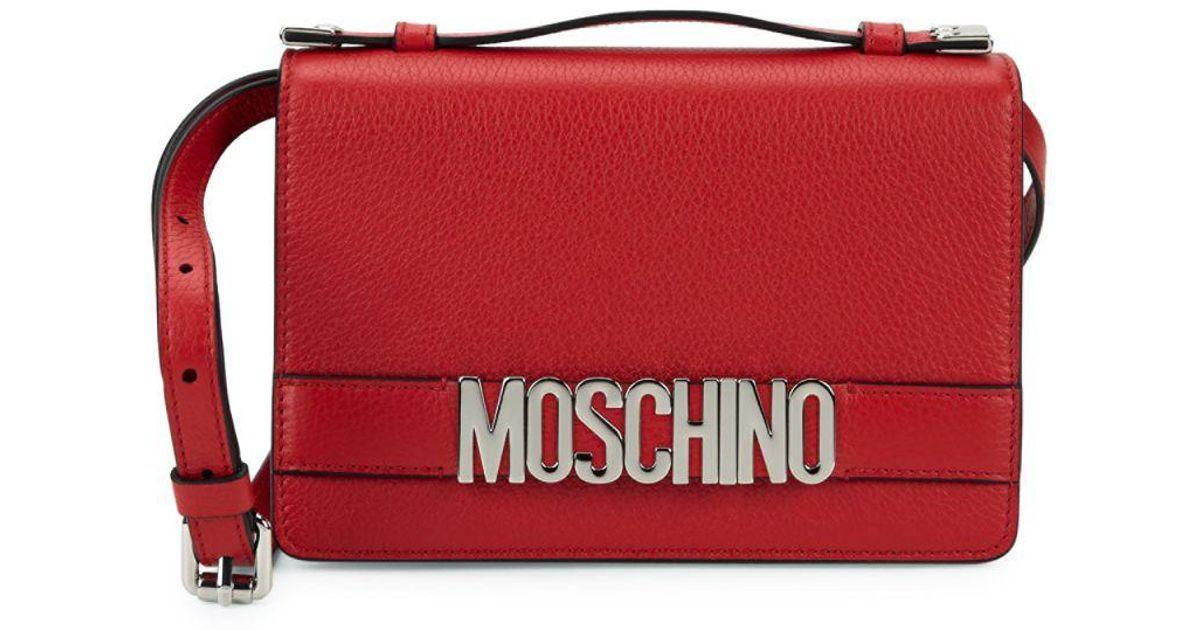 Red Cross Bag Logo - Moschino Logo Leather Crossbody Bag in Red - Lyst