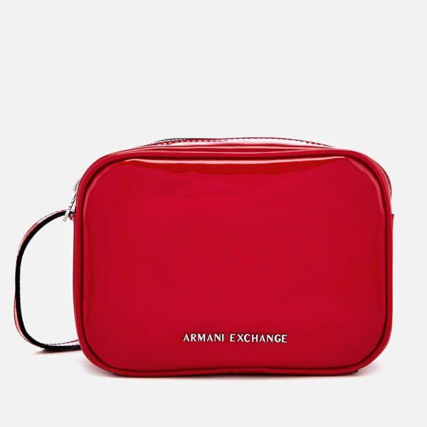 Red Cross Bag Logo - Armani Exchange Women's Patent Logo Cross Body Bag - Red Womens ...