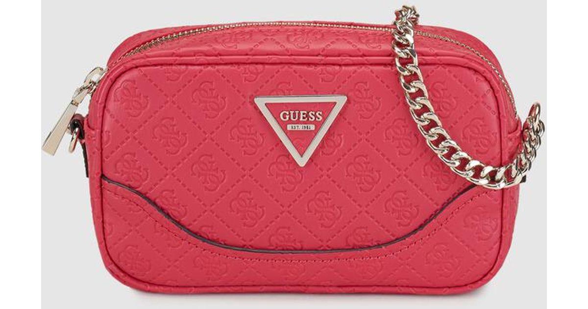 Red Cross Bag Logo - Guess Small Red Crossbody Bag With Logo Embossing in Red - Lyst