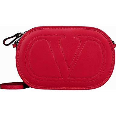 Red Cross Bag Logo - Valentino Logo Leather Red Cross Body Bag: Amazon.co.uk: Clothing
