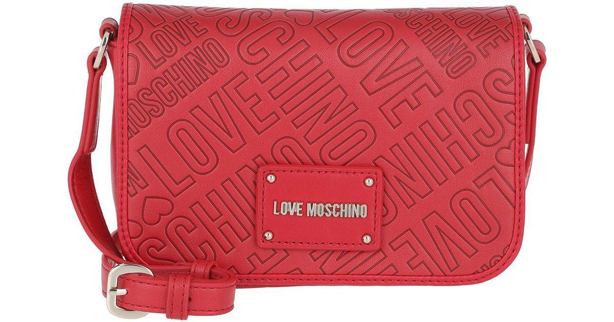 Red Cross Bag Logo - Love Moschino Crossbody Bag Embossed Logo Rosso in Red