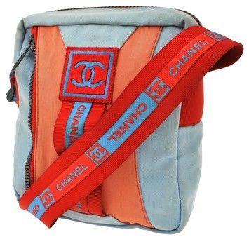 Red Cross Bag Logo - Chanel Cc Logo Nylon Fa02068 Light Blue, Red Cross Body Bag. Get the ...