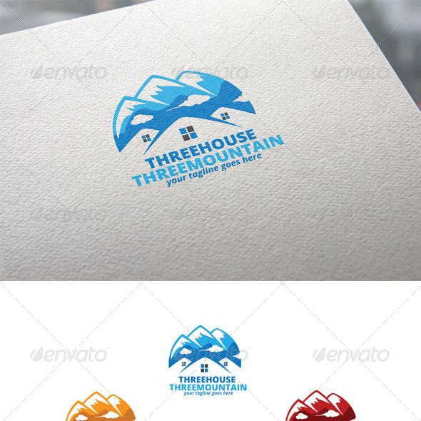 Three Mountain Logo - Blue Mountain Graphics, Designs & Templates from GraphicRiver