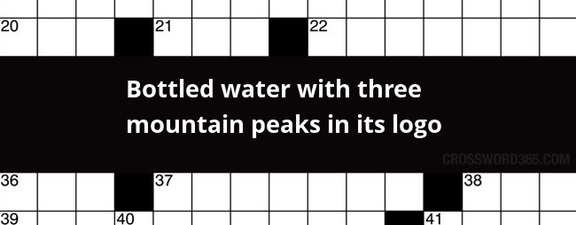 Three Mountain Logo - Bottled water with three mountain peaks in its logo crossword clue