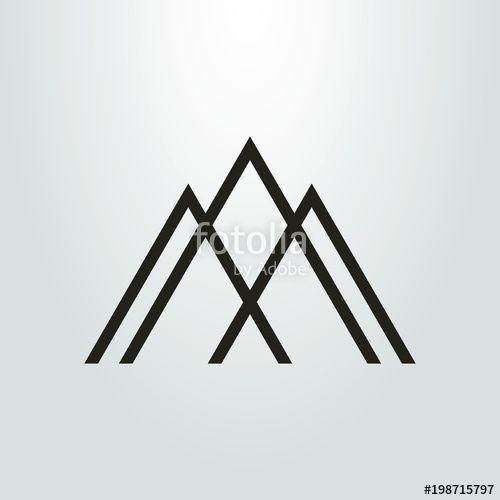 Three Mountain Logo - black and white linear icon of three mountain peaks Stock image