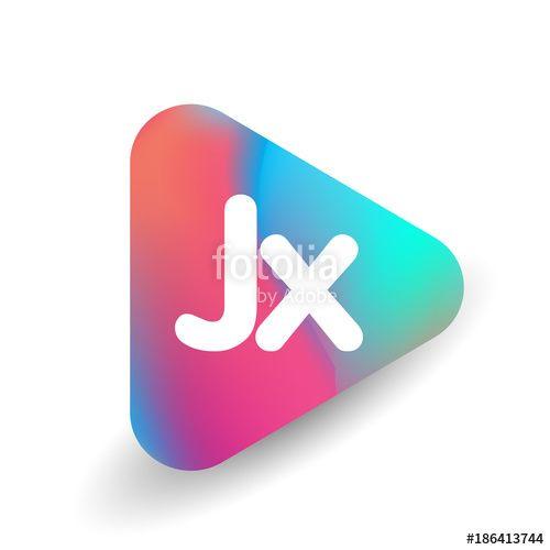 JX Logo - Letter JX logo in triangle shape and colorful background, letter