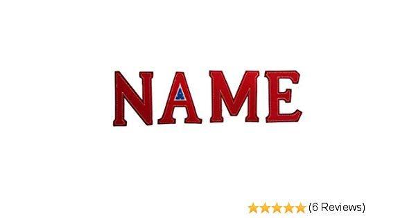 Five Red White Letter Logo - 5 iron-on letters 9cm TrickyBoo textile nursery names crafts art ...