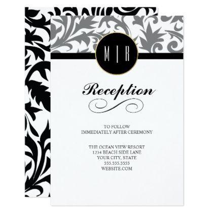Black Swirl Resorts Logo - monogram - #Reception Card Monogram Black Swirl. monogram