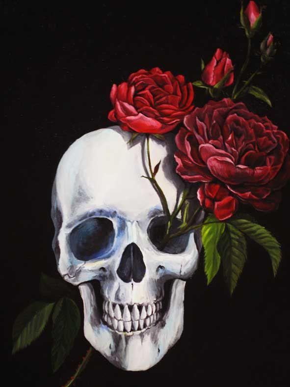 Skull and Roses Logo - Skull & roses painting – almost finished!!! | Lon Lee illustrations