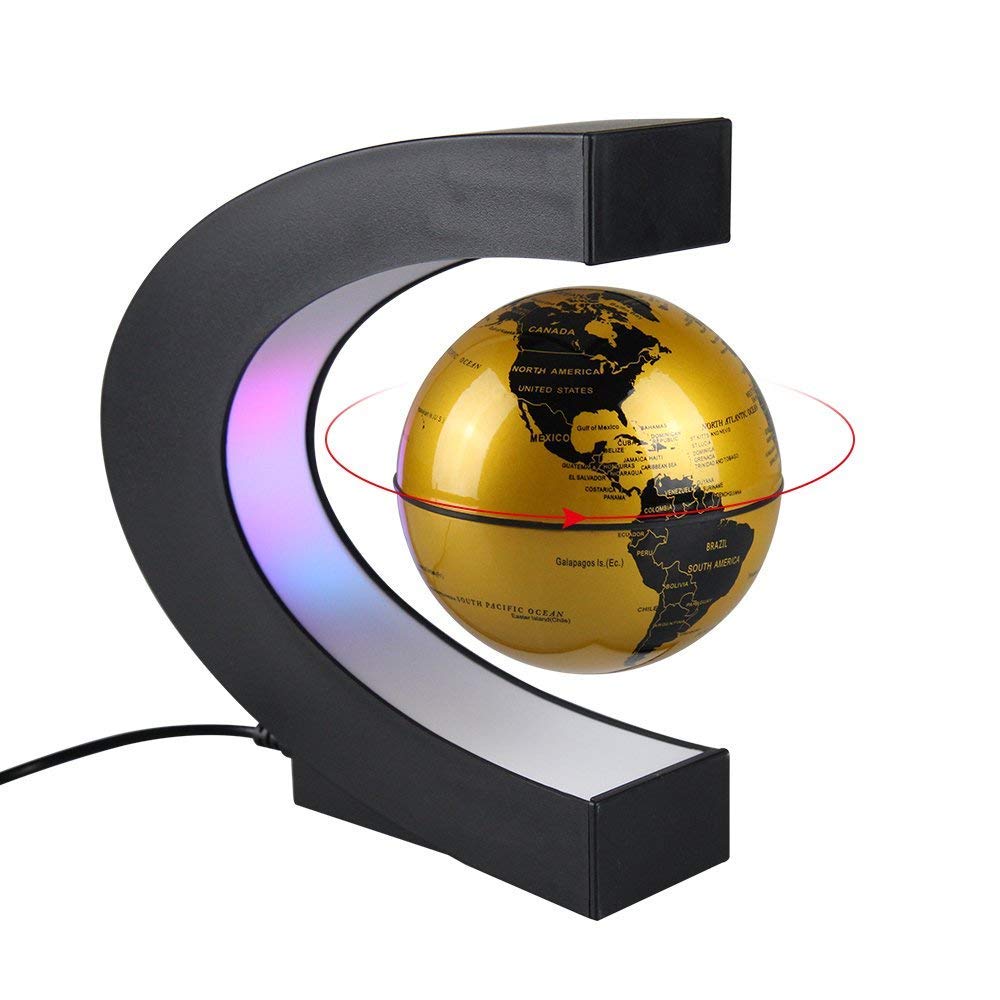 Pacific Gold Globe Logo - Aukee 3 inch C Shape Magnetic Levitation Floating Globe