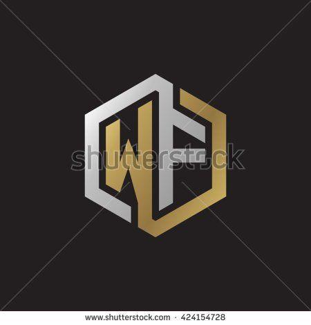 WF Logo - WF initial letters looping linked hexagon elegant logo golden silver ...