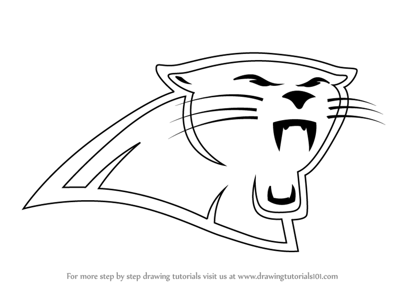 Black and White Panthers Logo - Learn How to Draw Carolina Panthers Logo (NFL) Step