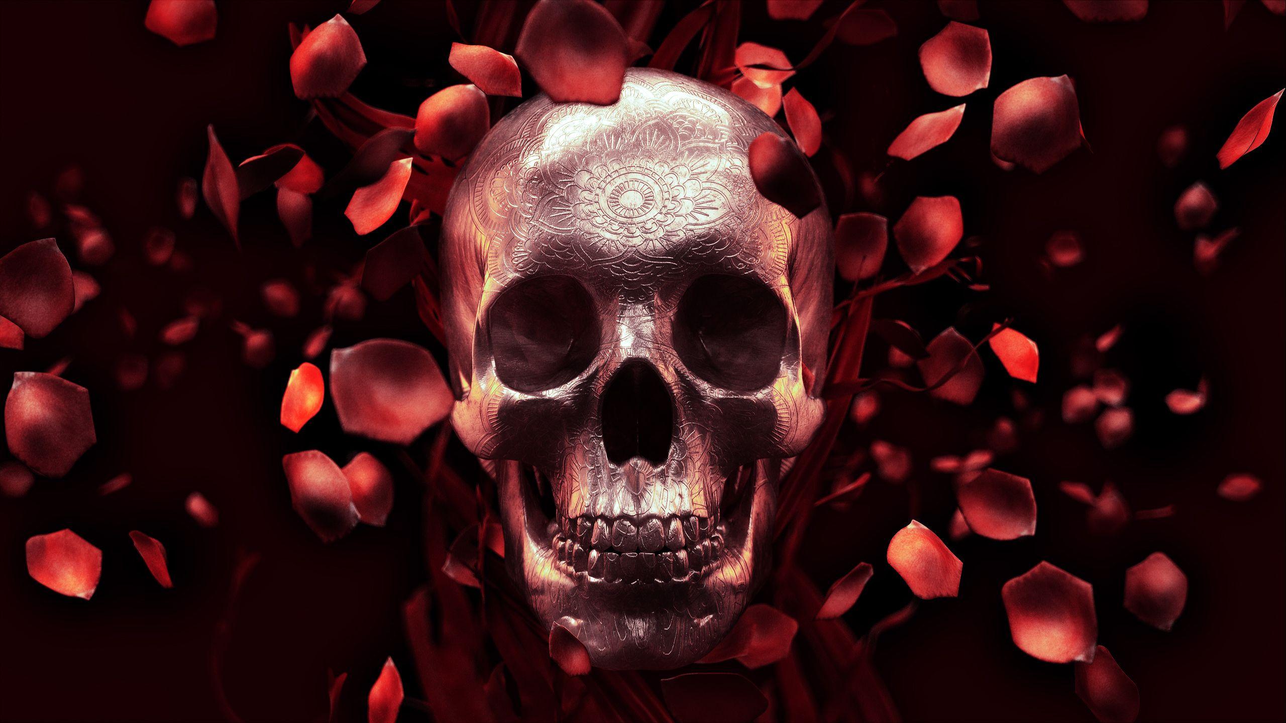 Skull and Roses Logo - Rose Petal Skull † — Billelis