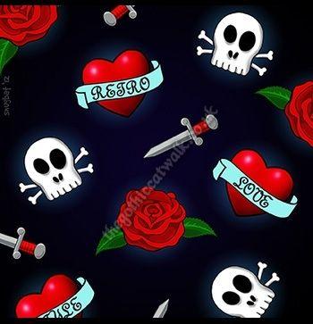 Skull and Roses Logo - Retro Love Greetings Card - Skulls & Roses | Gothic Cards &