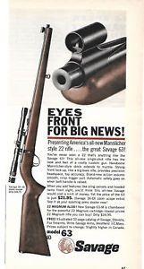 Vintage Savage Guns Logo - Vintage SAVAGE Model 63 .22 RIFLE Gun Advertisement AD | eBay