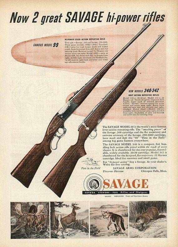 Vintage Savage Guns Logo - Vintage 1950 Savage Rifle Print Advertisement Gun Ad | Sports Afield ...
