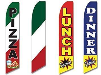 Green and White Restaurant Logo - 4 Swooper Flags Pizza Pizzeria Italian Green Red White Lunch Dinner ...