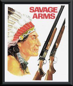 Vintage Savage Guns Logo - Vintage Savage Rifle Hunting Native American Advertisement Reprint