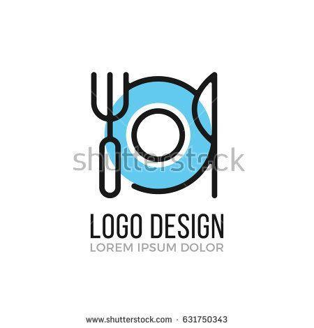 Green and White Restaurant Logo - Food, breakfast, restaurant logo design concept. Plate, fork and ...