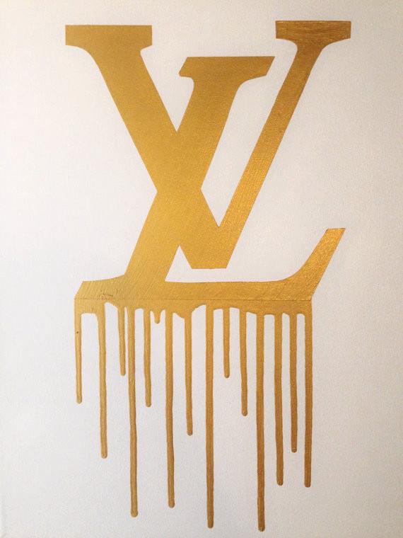 LV Gold Logo - LV DRIP - WHITE / GOLD – Tiffany Ussery Artwork
