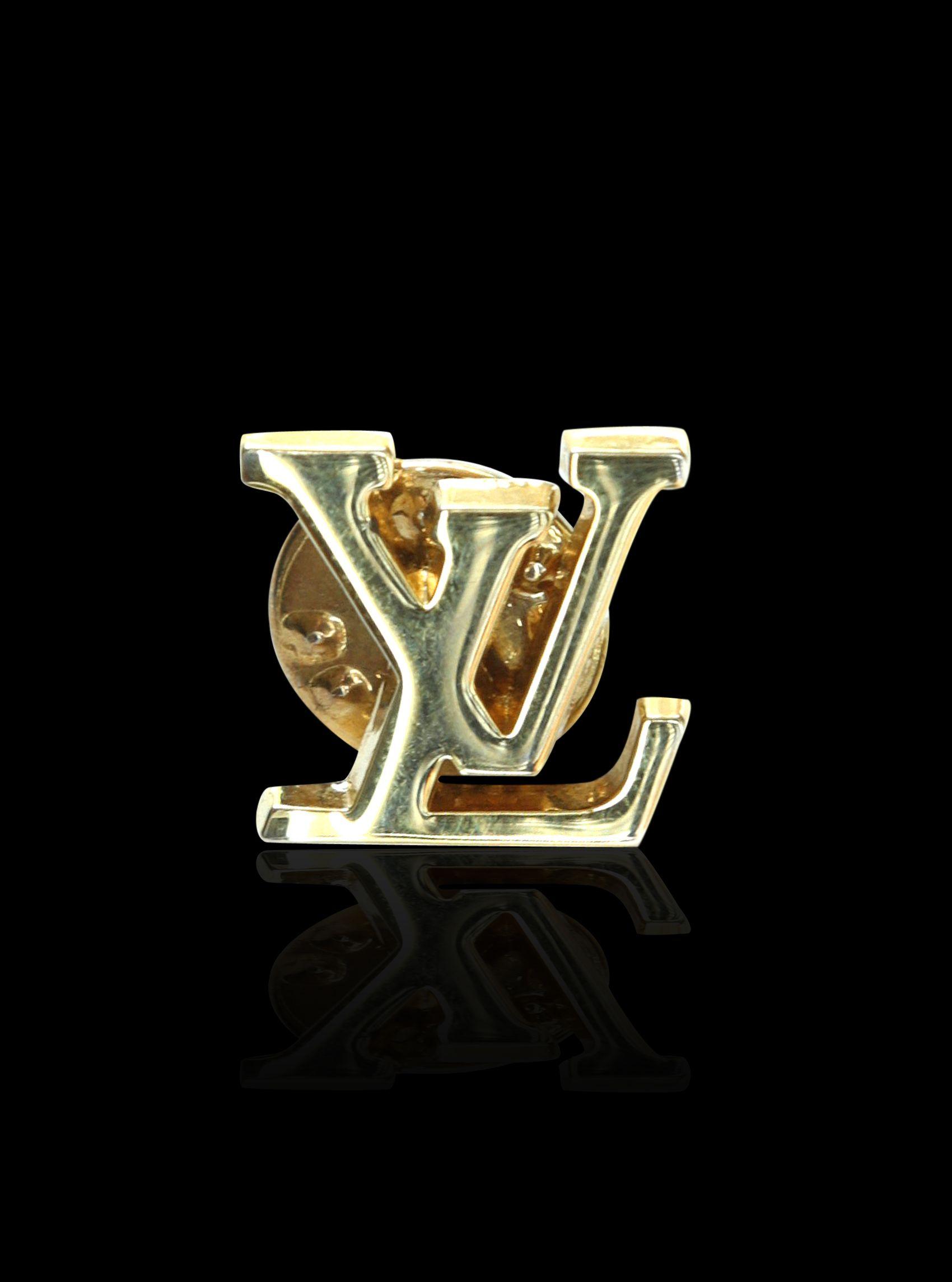 LV Gold Logo - LOUIS VUITTON GOLD BROOCH PIN 1CM x 1CM - The Brooch Club