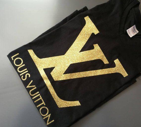 LV Gold Logo - Louis Vuitton inspired iron on decal / LV heat transfer | Etsy