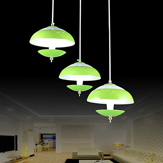 Green and White Restaurant Logo - LED Chandelier Modern Simple Green Trumpet Mushroom Pendent Lamp