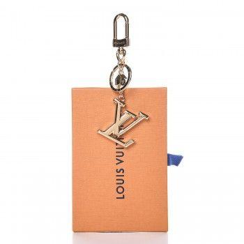LV Gold Logo - LOUIS VUITTON LV Facettes Bag Charm Key Holder Gold 329389
