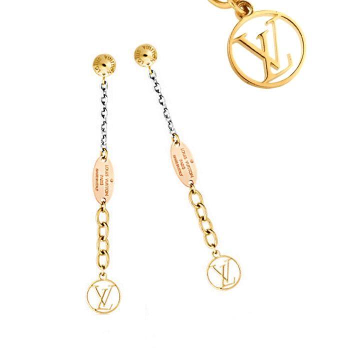 LV Gold Logo - Select Shop Cavallo: LOUIS VUITTON gold silver chain earrings logo ...