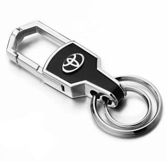 Car Keys Chains Logo - Toyota Metal Auto Logo Keychain Titanium Ring Emblem Leather Car Key ...