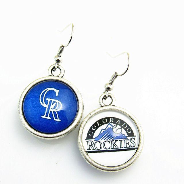 Double a Baseball Logo - New Fashion Double Baseball Drop Earrings Colorado Rockies Team Logo ...