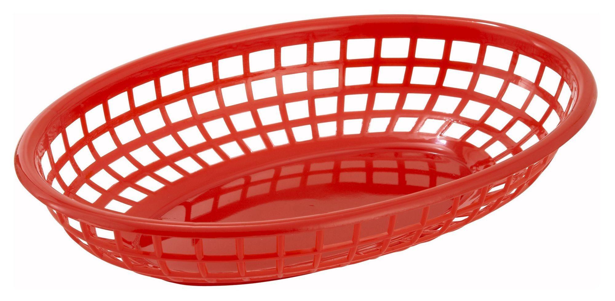 Food with Red Oval Logo - Red Oval Plastic Fast Food Basket - 9-1/2