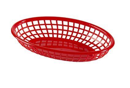 Food with Red Oval Logo - Update International (BB96R) Oval Fast Food Baskets [Set of 12]