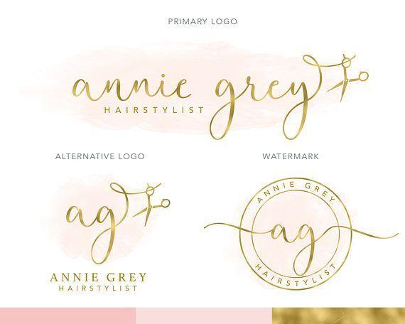 Annie Beauty Logo - Hairstylist Logo, Hairdresser Logo, Gold Logo, Hair Extension Logo ...